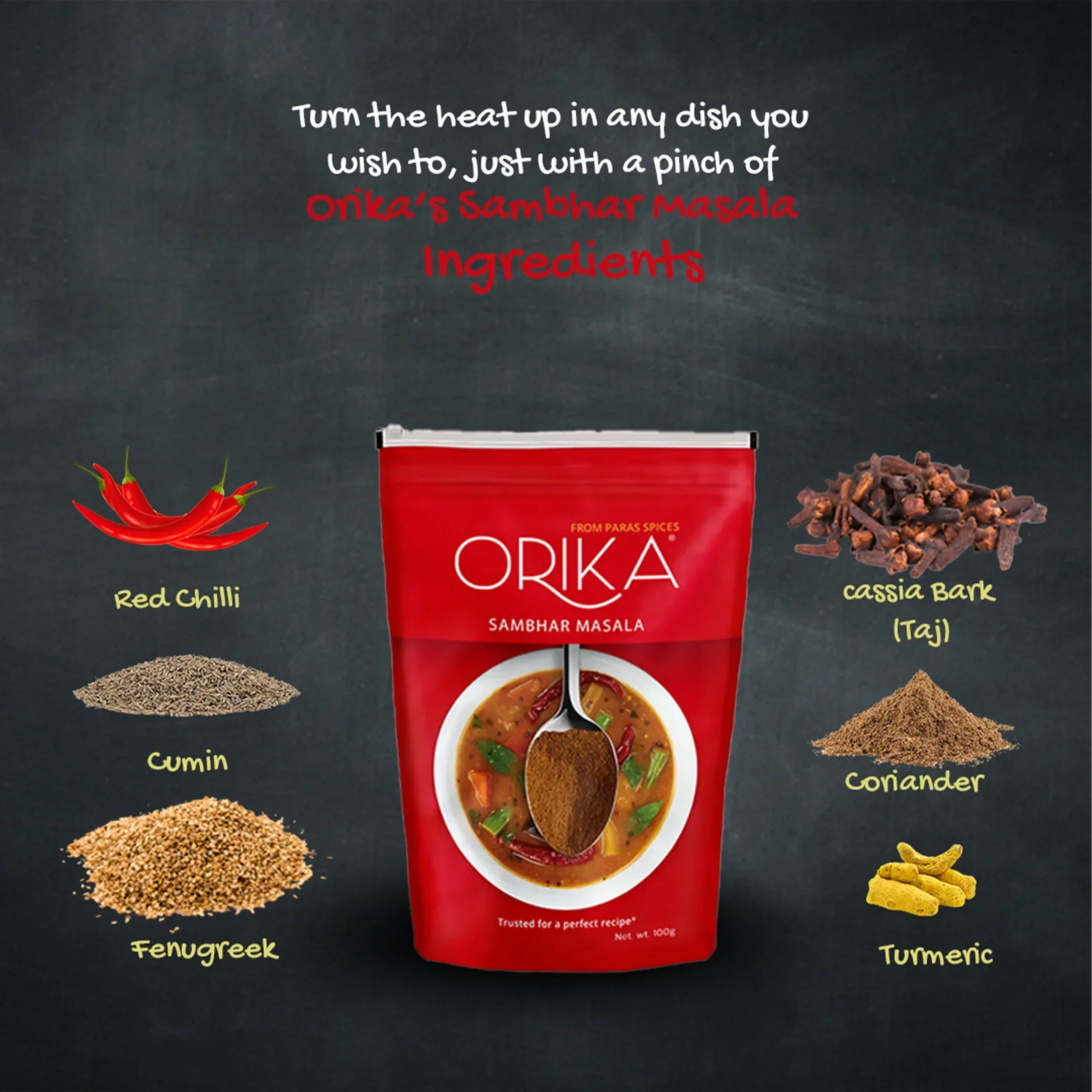 Orika Indian Essential Combo (Sambhar Masala 100g + Coriander Powder 100g + Amchoor Powder 100g) (  Pack of 3) - Image 6